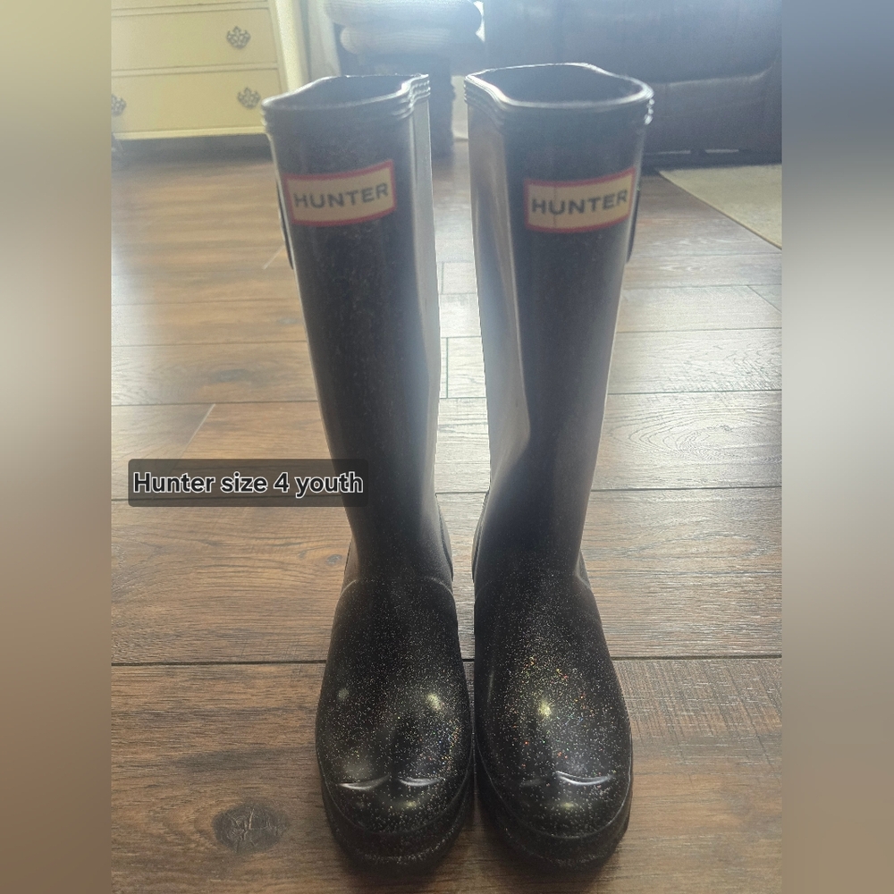 Hunter Youth Black Sparkle Boots